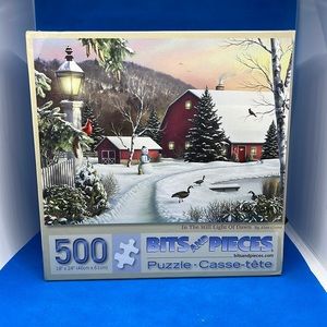 NEW Sealed 500 Piece Puzzle Winter Scene by Bits and Pieces
